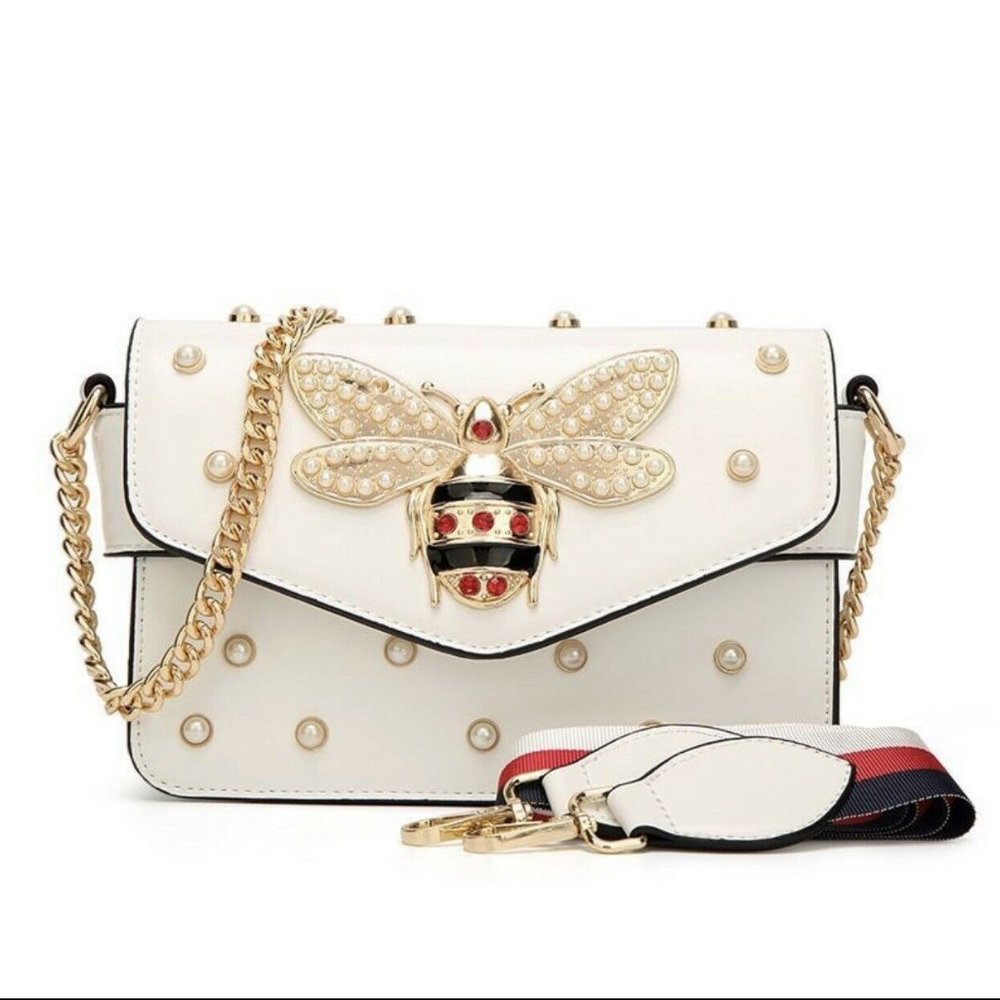 White Pearl Bee Bag